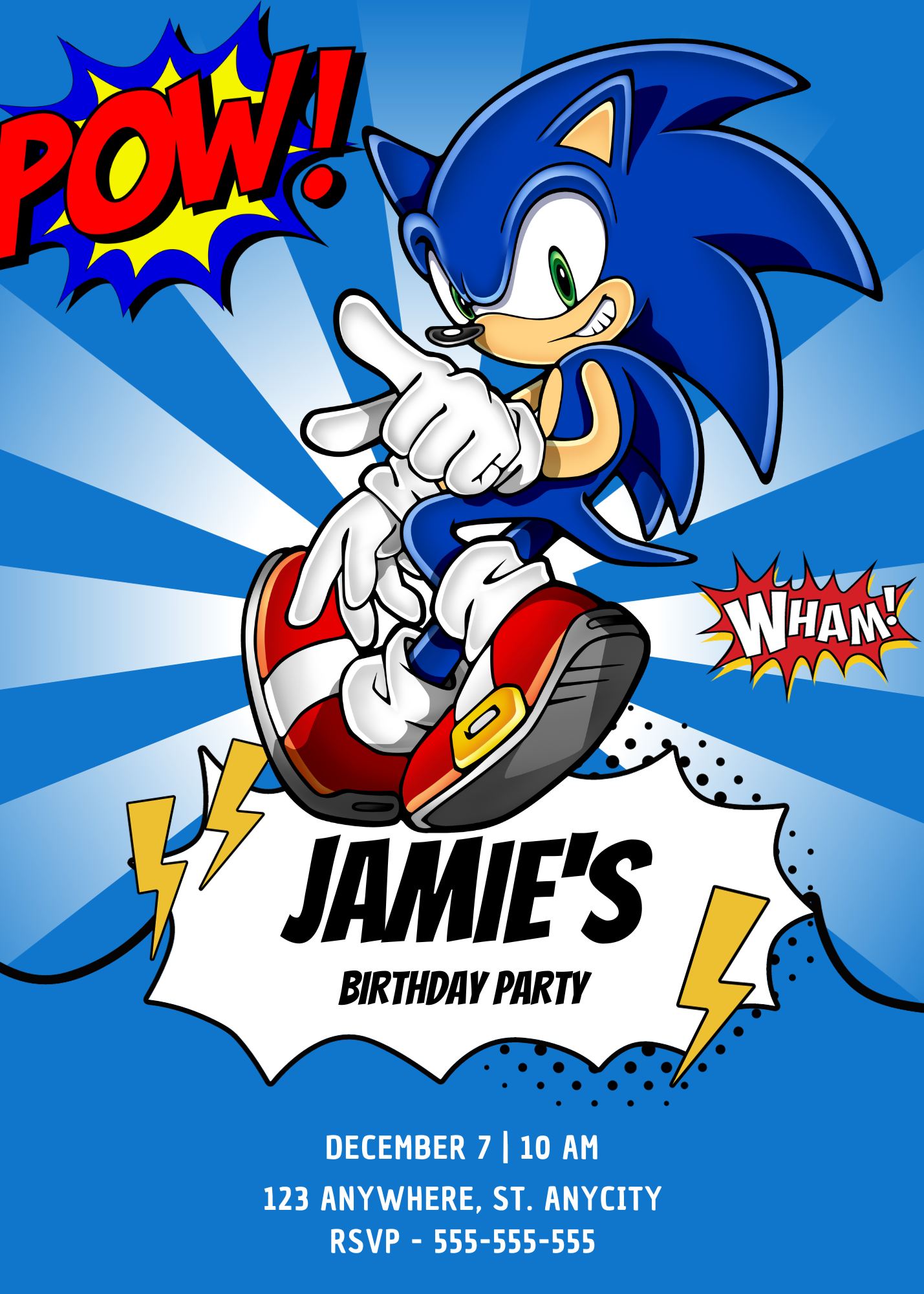 Sonic the Hedgehog Birthday Invitation Template