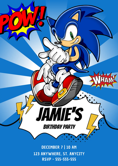 Sonic the Hedgehog Birthday Invitation Template - CreativeRino