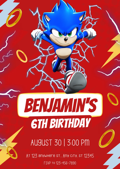 Sonic Birthday Invitation Template - CreativeRino