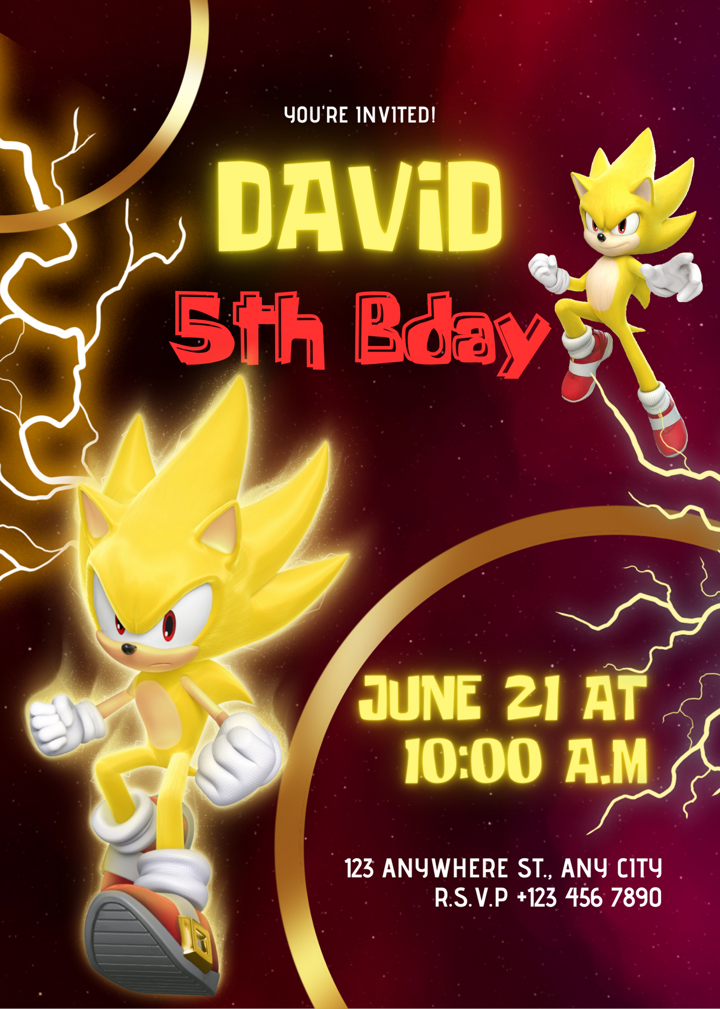 Super Sonic Birthday Invitation Template