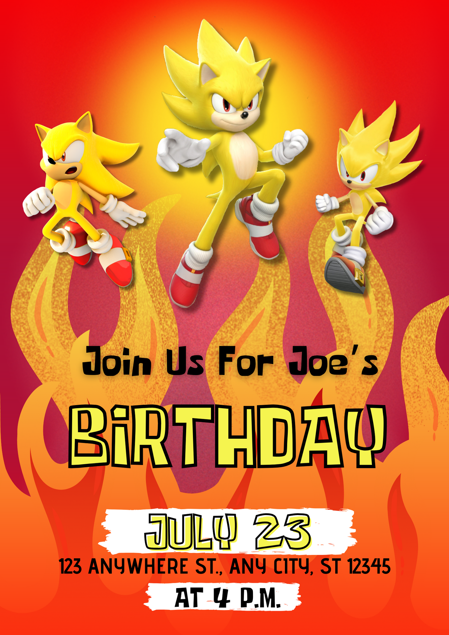 Super Sonic Birthday Invitation Template