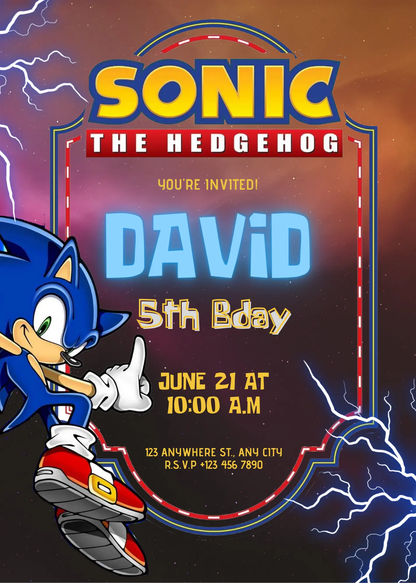 Sonic The Hedgehog Birthday Invitation Template - CreativeRino