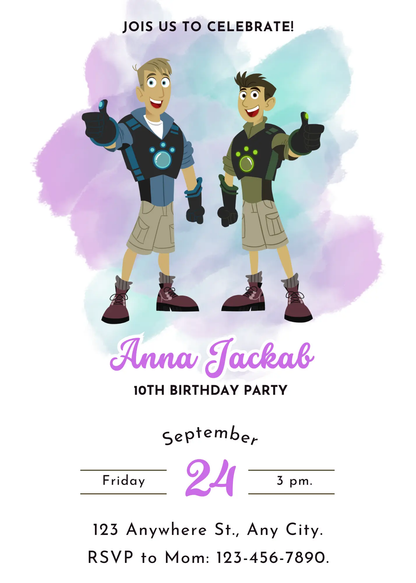 Wild Kratts Birthday Invitation Template - CreativeRino