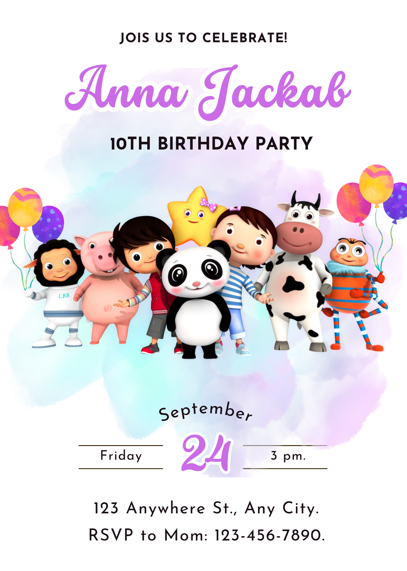 Little Baby Bum Birthday Invitation Template