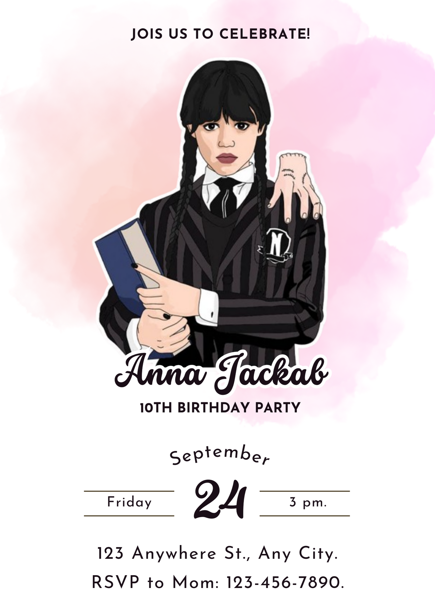 Wednesday Addams Birthday Invitation Template