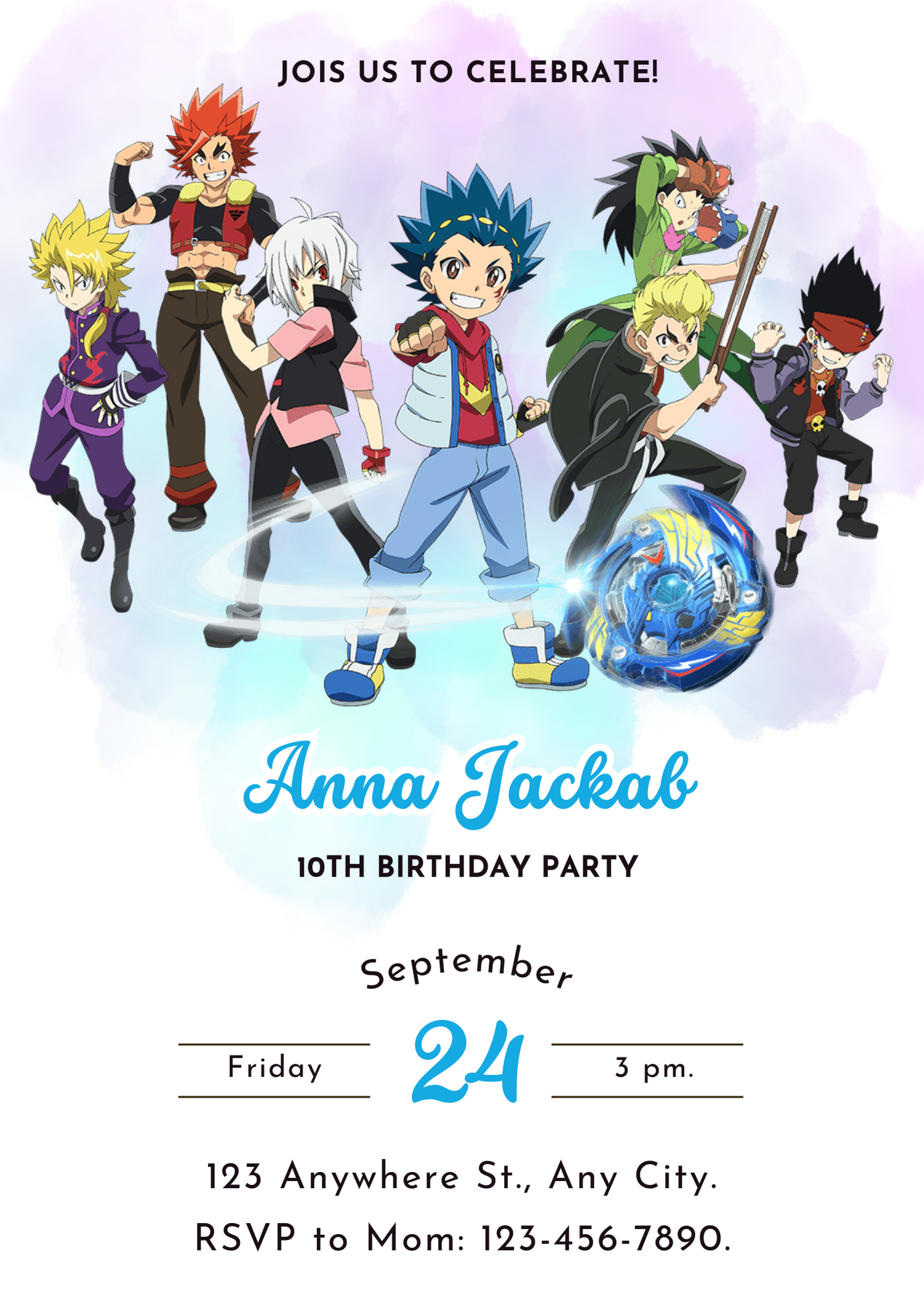 Beyblade Birthday Invitation Template