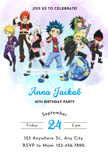Beyblade Birthday Invitation Template - CreativeRino