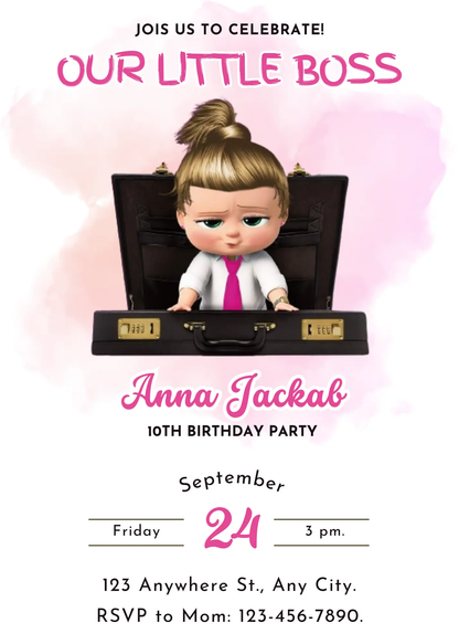 Boss Baby Birthday Invitation Template - CreativeRino
