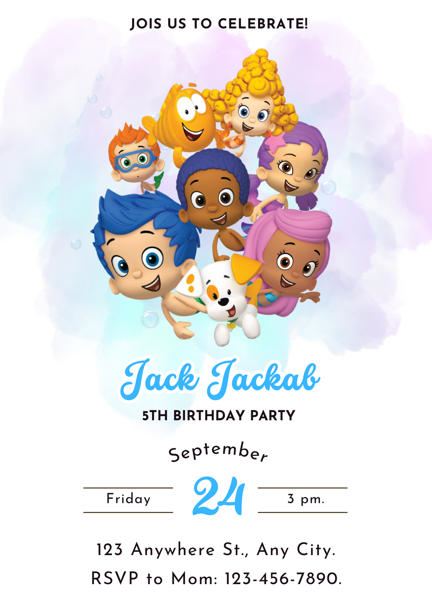 Bubble Guppies Birthday Invitation Template