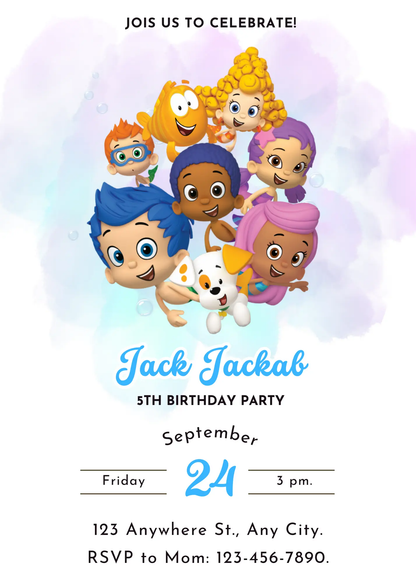 Bubble Guppies Birthday Invitation Template - CreativeRino