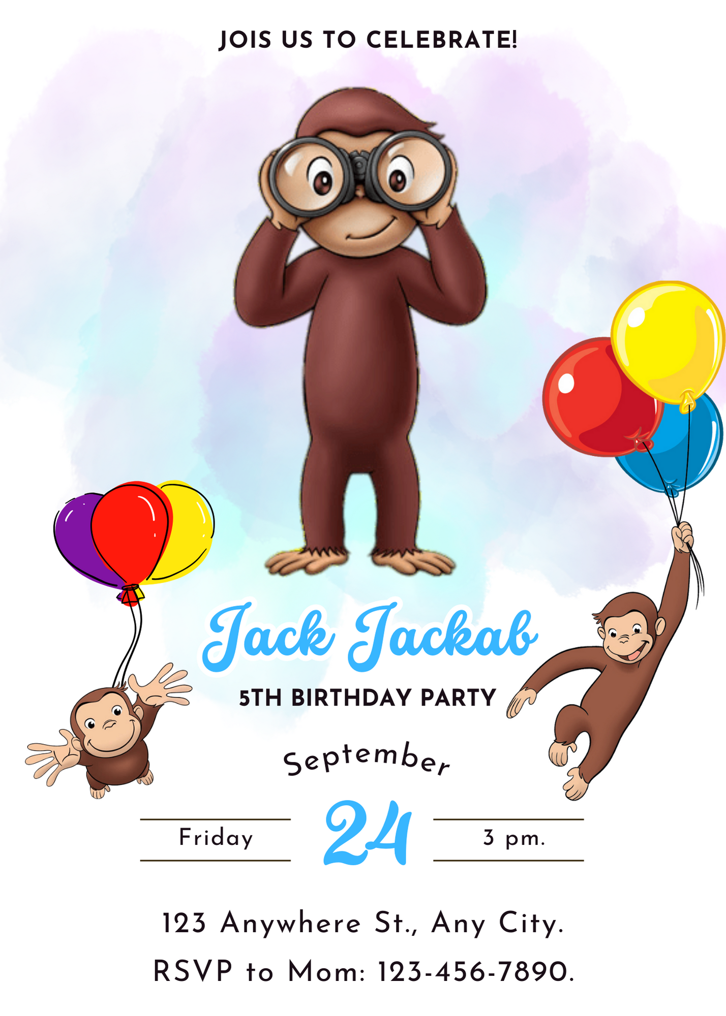 Curious George Birthday Invitation Template