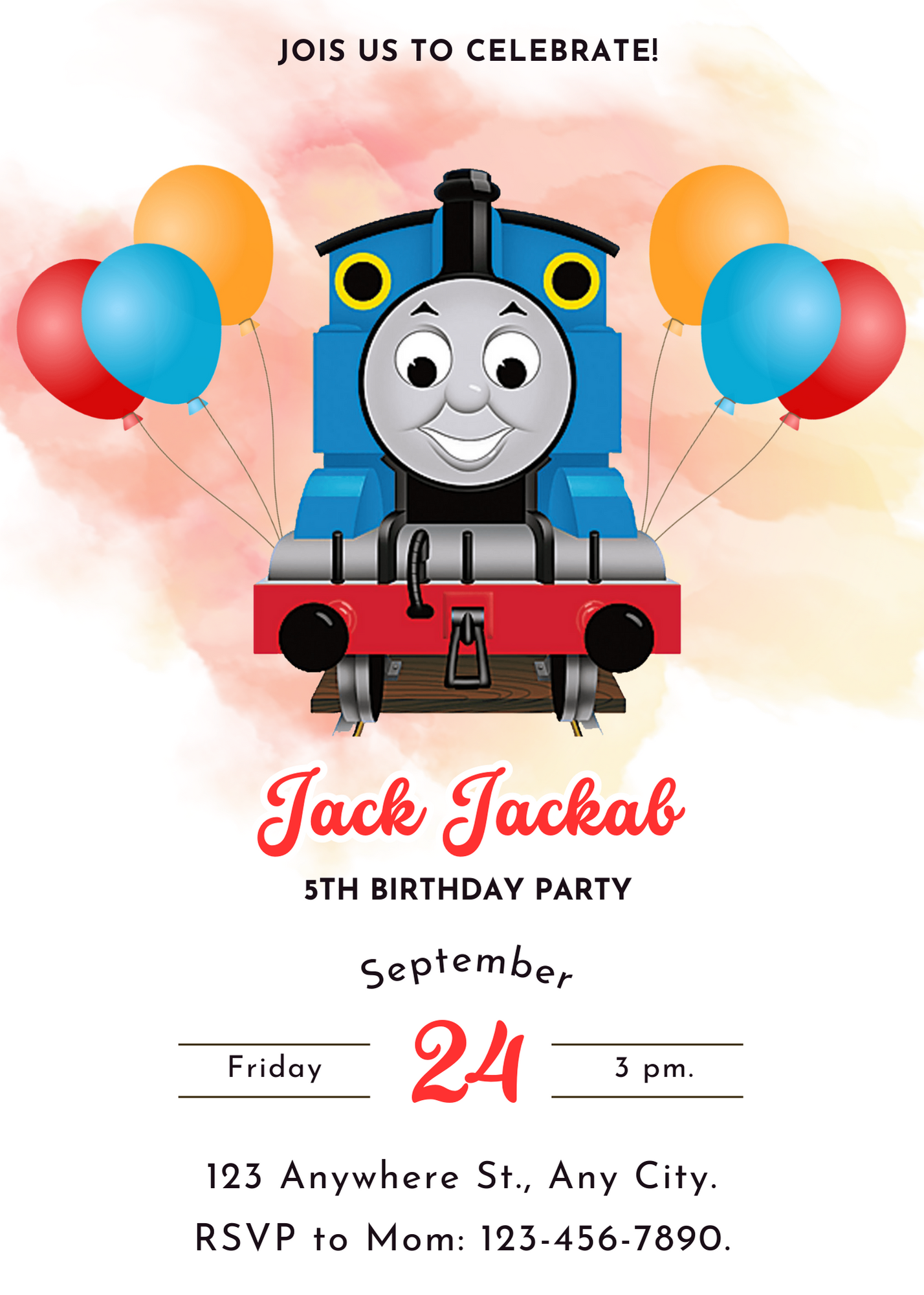 Thomas the Train Birthday Invitation Template