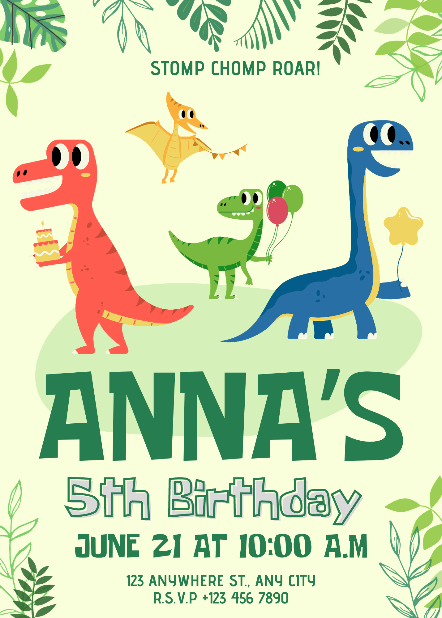 Dinosaur Birthday Invitation Template