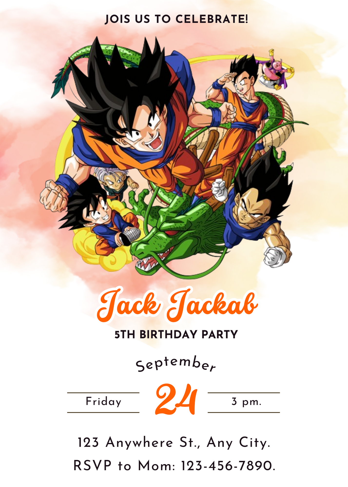 Dragon Ball Birthday Invitation Template