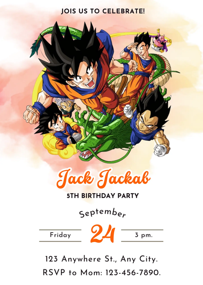 Dragon Ball Birthday Invitation Template - CreativeRino