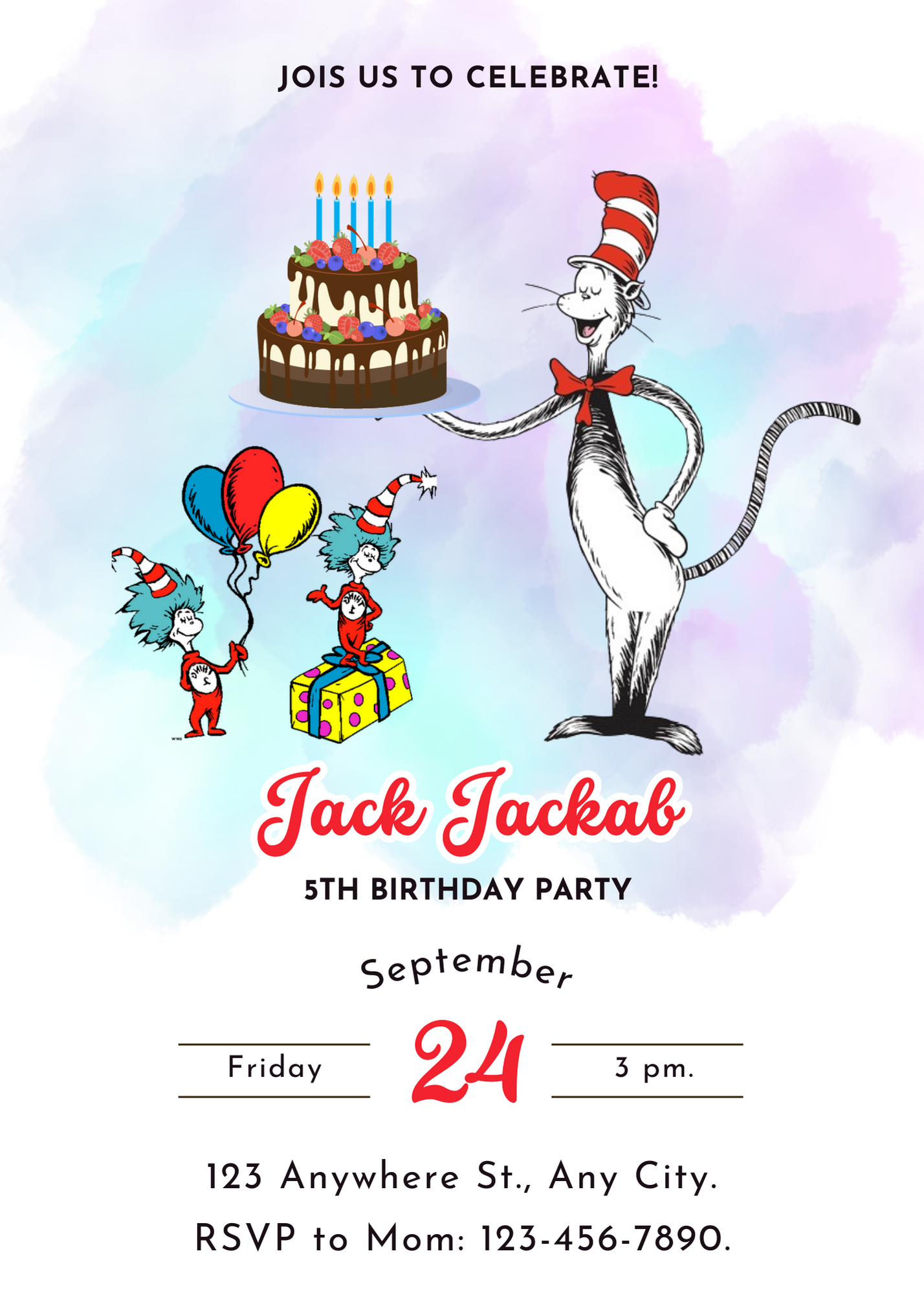 Dr Seuss Birthday Invitation Template