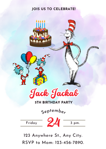 Dr Seuss Birthday Invitation Template - CreativeRino