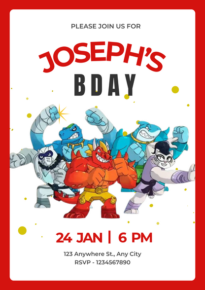 Goo Jit Zu Birthday Invitation Template - CreativeRino