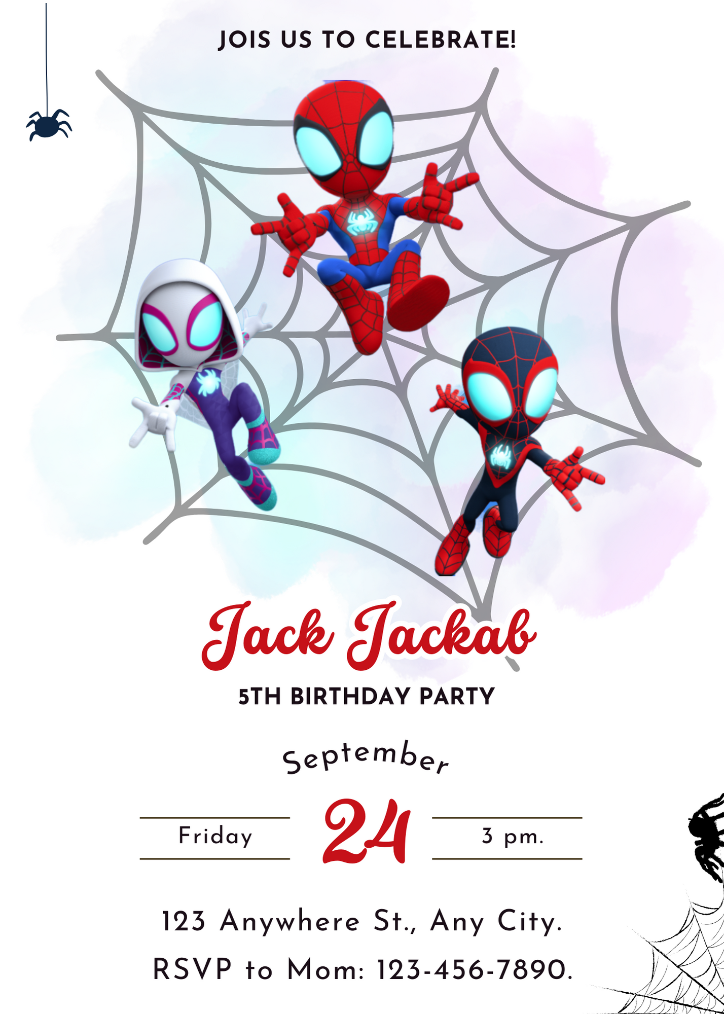 Spidey and his Amazing Friends Birthday Invitation Template