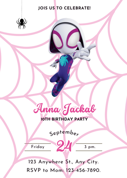 Ghost Spidey Birthday Invitation Template | Spidey and his Amazing Friends - CreativeRino