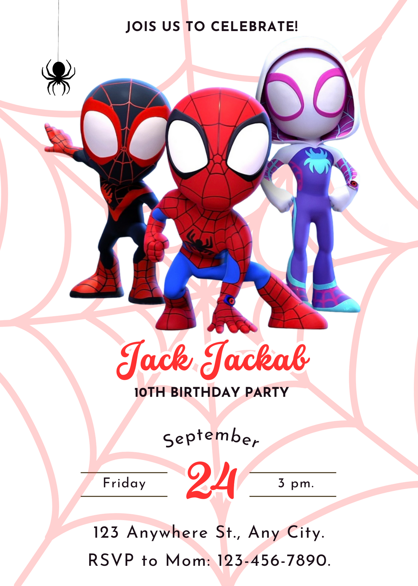 Spidey and his Amazing Friends Birthday Invitation Template