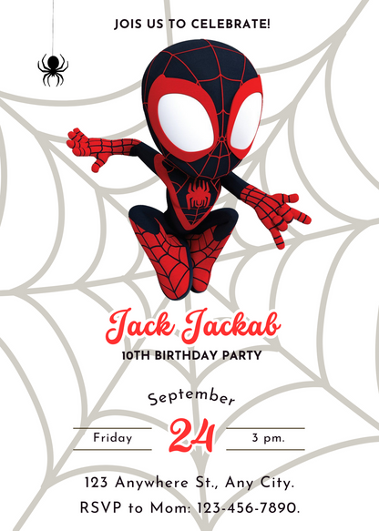 Spin Spidey Birthday Invitation Template | Spidey and his Amazing Friends - CreativeRino