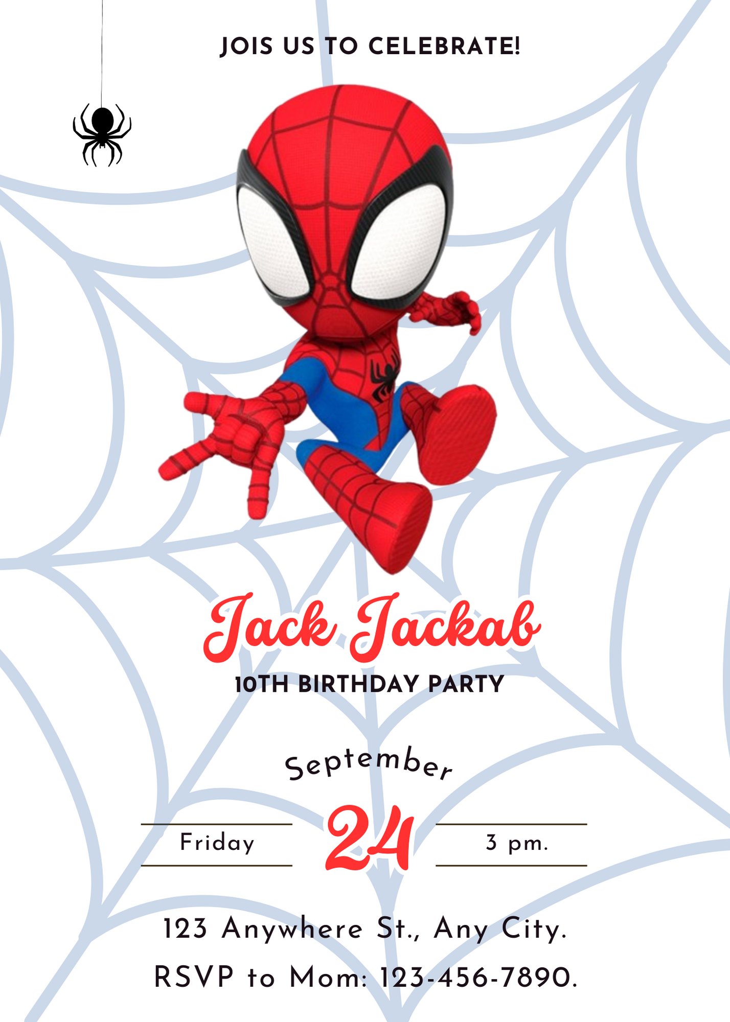 Spidey and his Amazing Friends Birthday Invitation Template