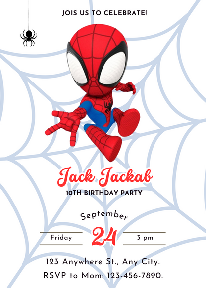 Spidey and his Amazing Friends Birthday Invitation Template - CreativeRino