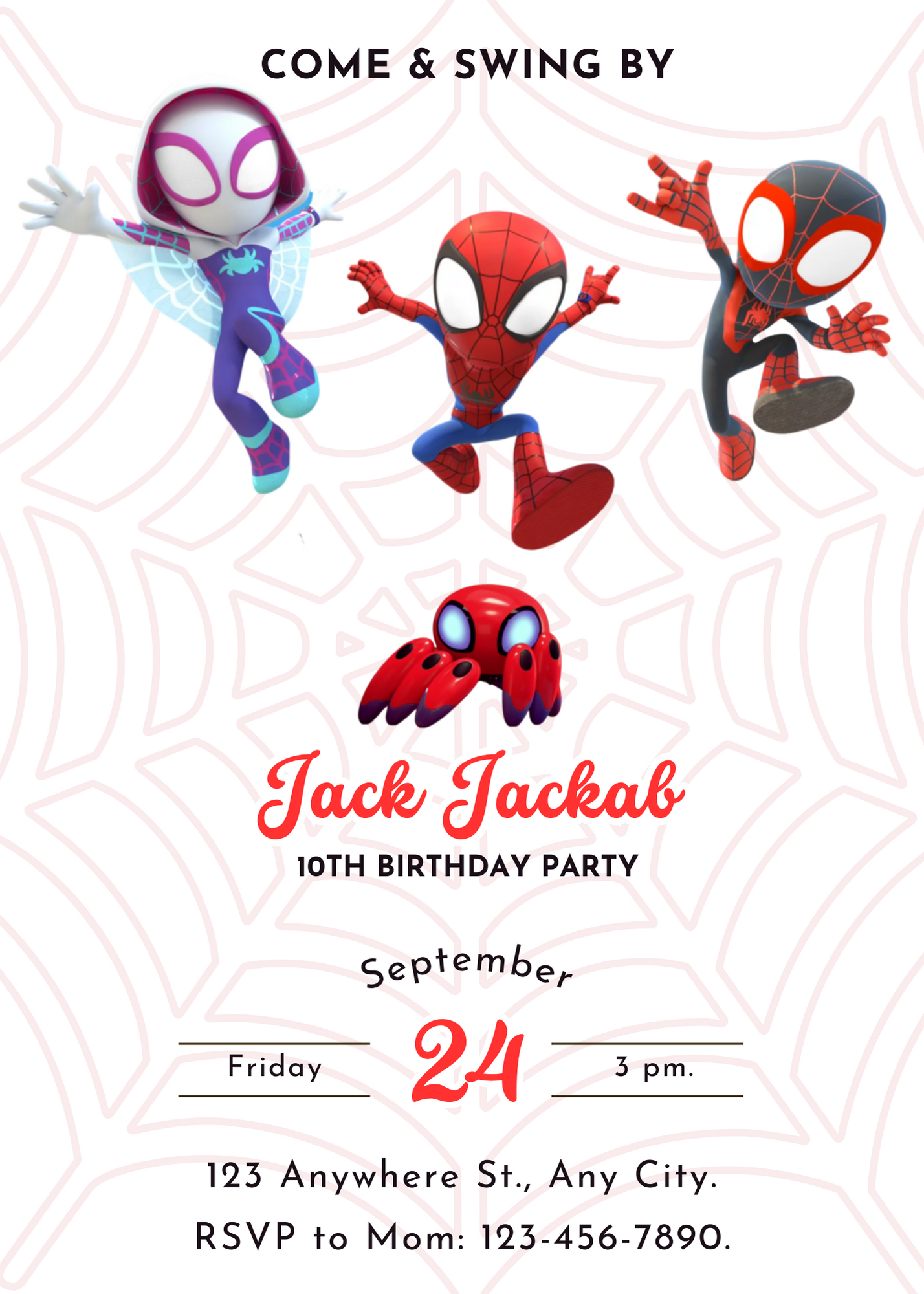 Spidey and his Amazing Friends Birthday Invitation Template