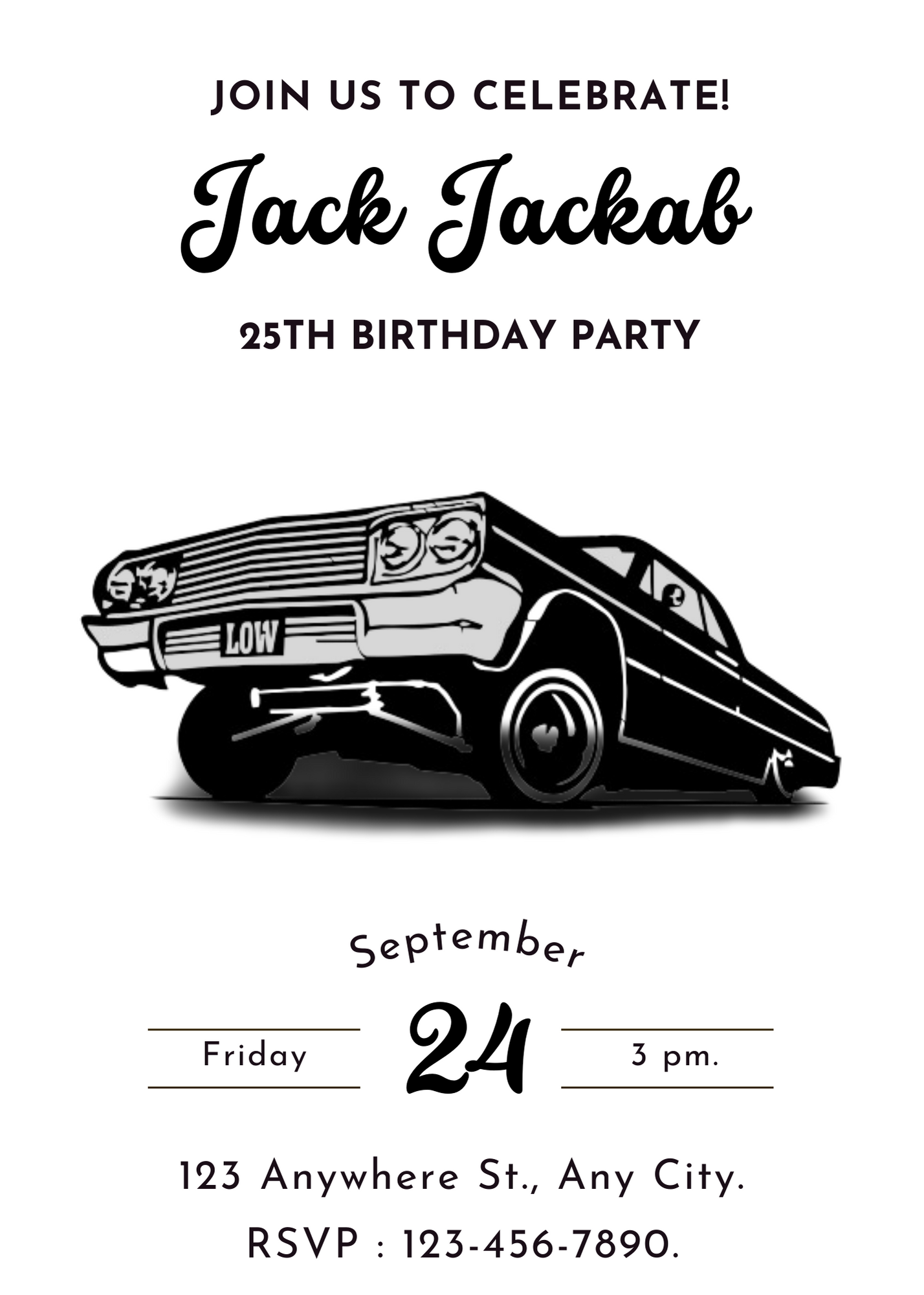 Lowrider Cholo Birthday Invitation Template