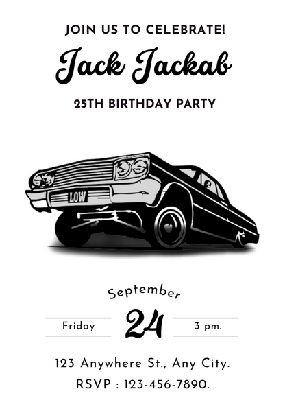 Lowrider Cholo Birthday Invitation Template - CreativeRino