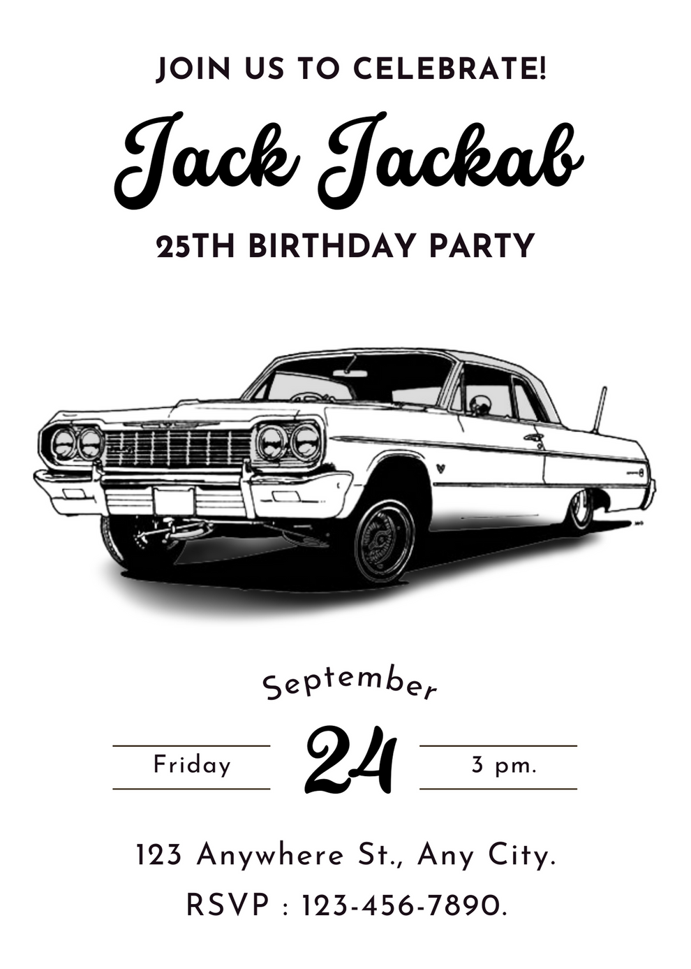 Lowrider Cholo Birthday Invitation Template CreativeRino
