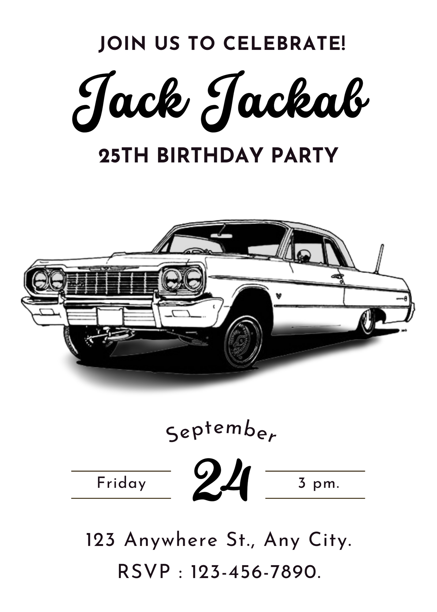 Lowrider Cholo Birthday Invitation Template