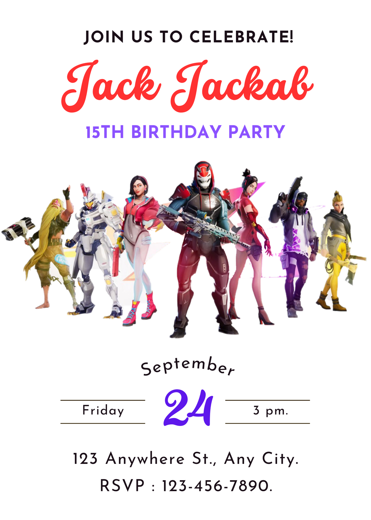 Fortnite Gaming Birthday Invitation Template