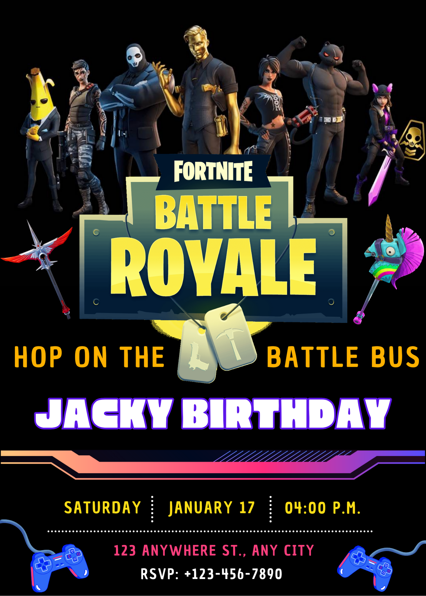 Fortnite Battle Royale Birthday Invitation Template