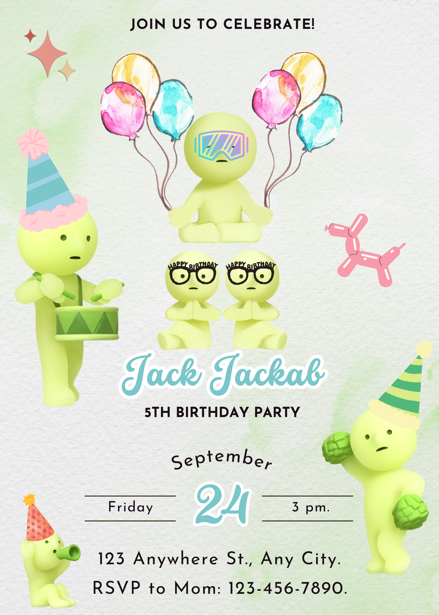 Smiski Birthday Invitation Template