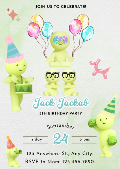 Smiski Birthday Invitation Template - CreativeRino