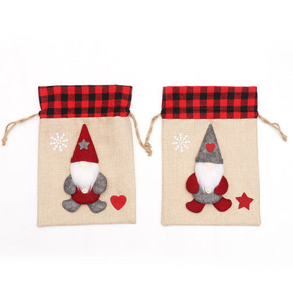 Nordic Gnome Drawstring Gift Bag | Cute Faceless Doll Forester Apple/Candy Pouch | Christmas Linen Decoration eprolo