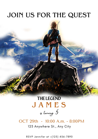 Zelda Birthday Invitation Template | Zelda Tears of the Kingdom Invite - CreativeRino