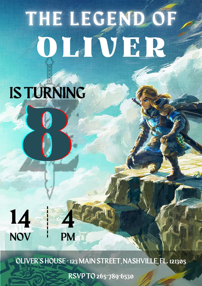 Zelda Birthday Invitation Template | The Legend of Zelda Invite - CreativeRino