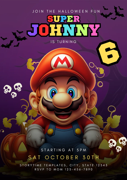 Super Mario Birthday Invitation Template - CreativeRino