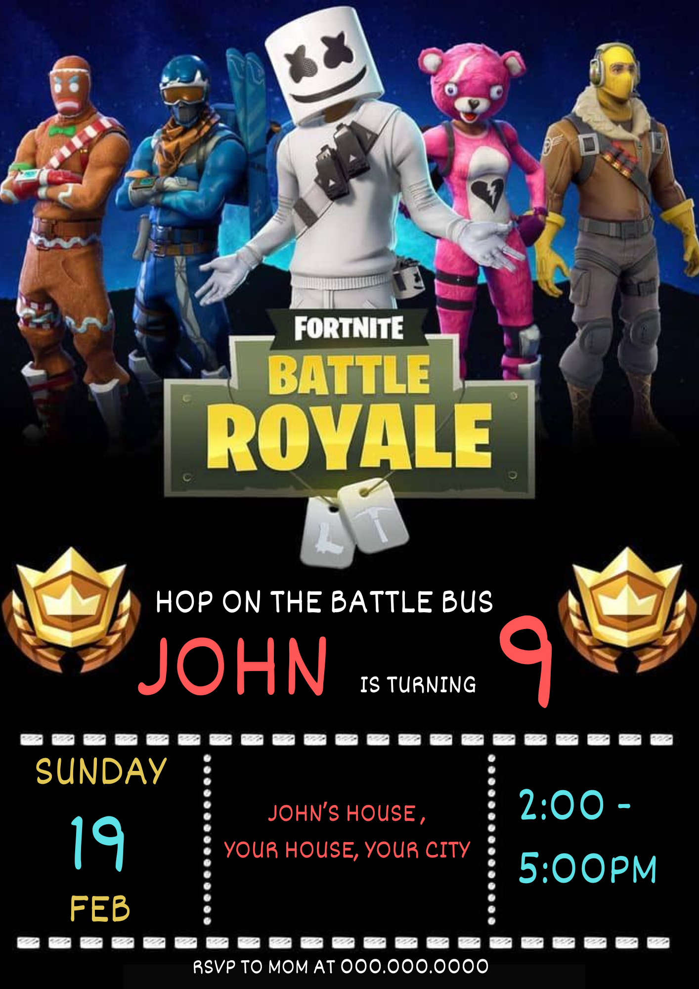 Fortnite Birthday Invitation Template | Battle Royale Invite