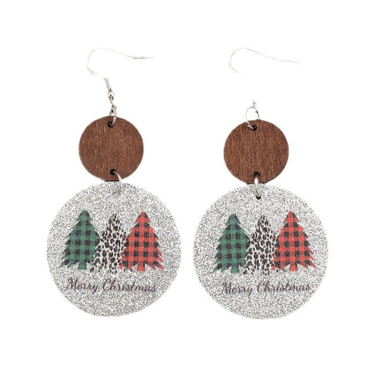 Lightweight PU Leather Christmas Tree Earrings | Festive Faux Dangle Jewelry eprolo