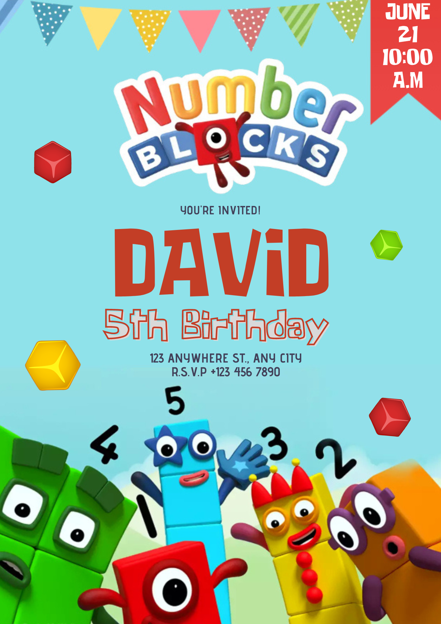 Numberblocks Birthday Invitation Template