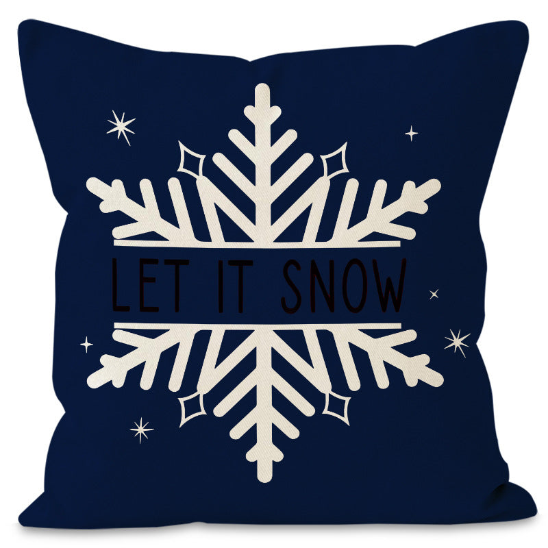 Christmas Tree & Snowflake Printed Pillow Cover | Rustic Linen Cushion Case for Holiday Party & Sofa Decor eprolo