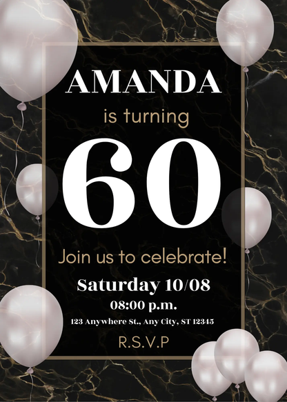 60th Birthday Invitation Template - CreativeRino