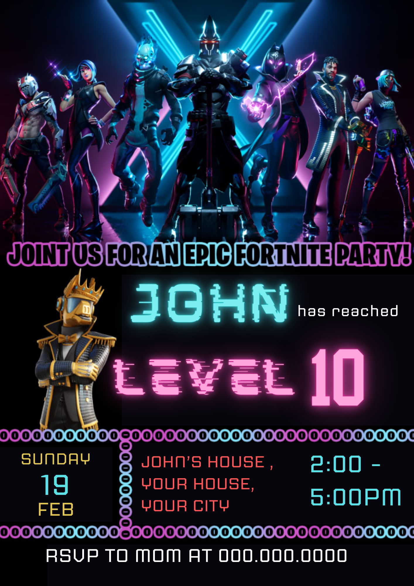 Fortnite Birthday Invitation Template