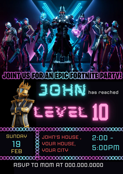 Fortnite Birthday Invitation Template - CreativeRino