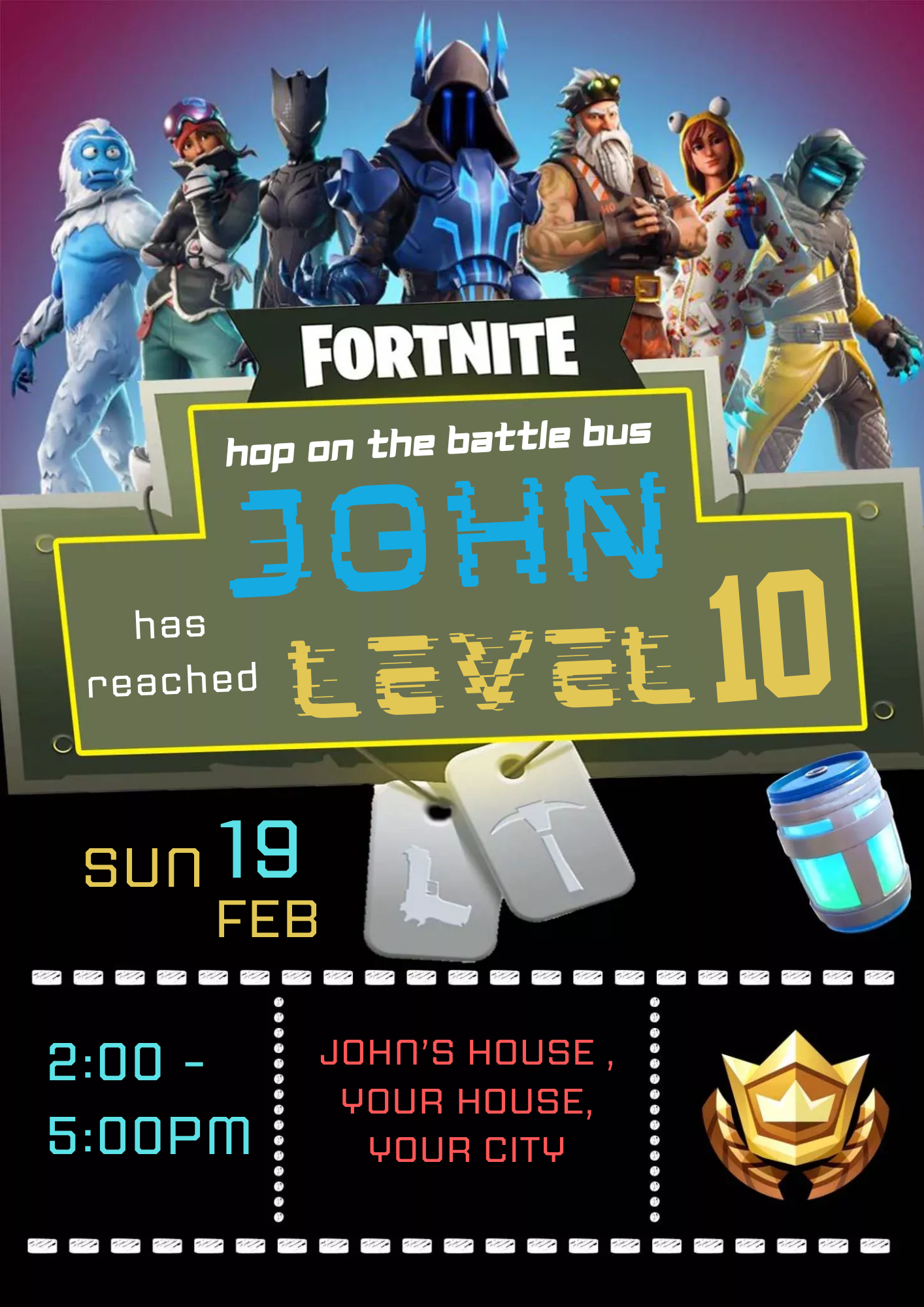 Fortnite Birthday Invitation Template