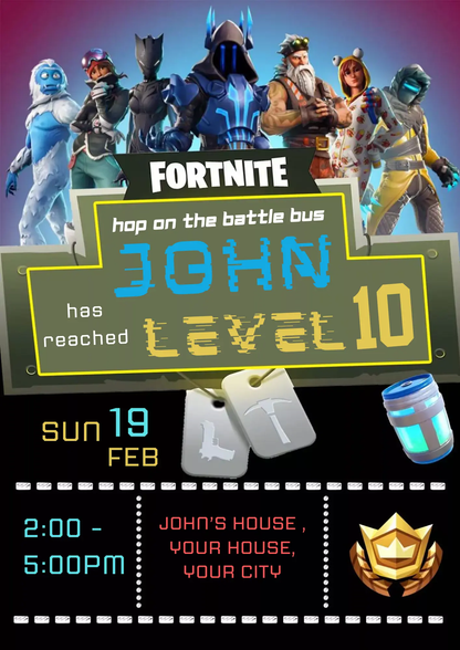 Fortnite Birthday Invitation Template - CreativeRino